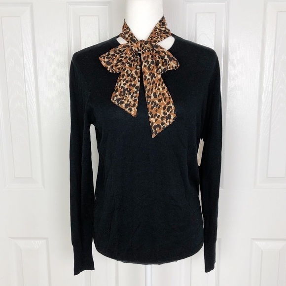 New Leopard Print Tie Neck Top - Picture 1 of 6